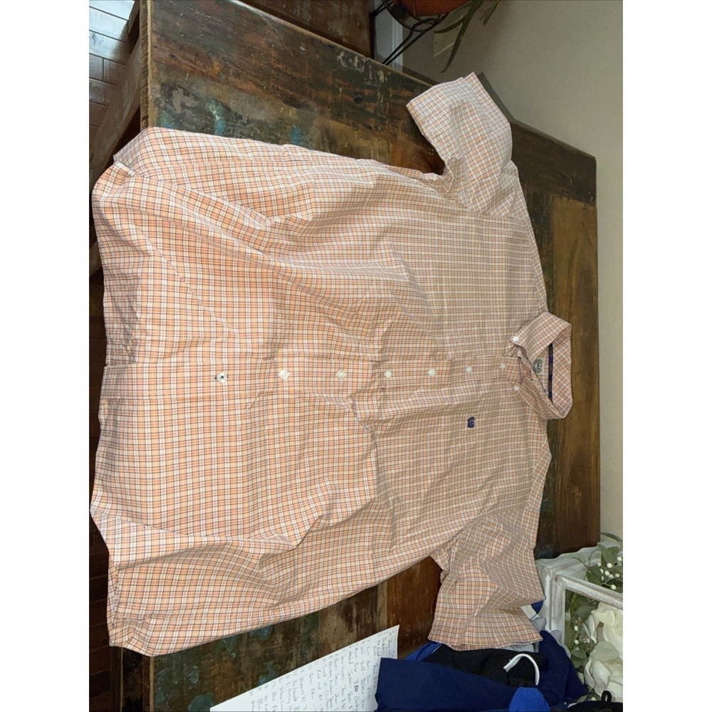 Cinch Western Short Sleeve Button Down Orange   Multi-Color Plaid  Shirt Size  L